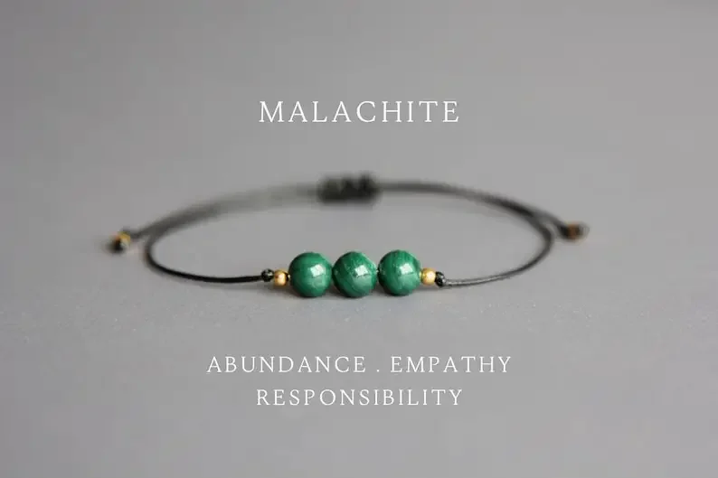 Braccialetto di gioielli con pietre preziose di Malachite con amuleto di campo elettromagnetico di cristallo curativo di Malachite