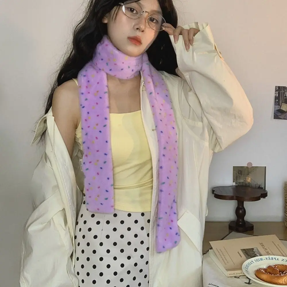 

Soft Colorful Dopamine Dot Scarf Korean Style Narrow Cashmere Knitted Scarf Windproof Thickened Winter Neck Warmer Daily