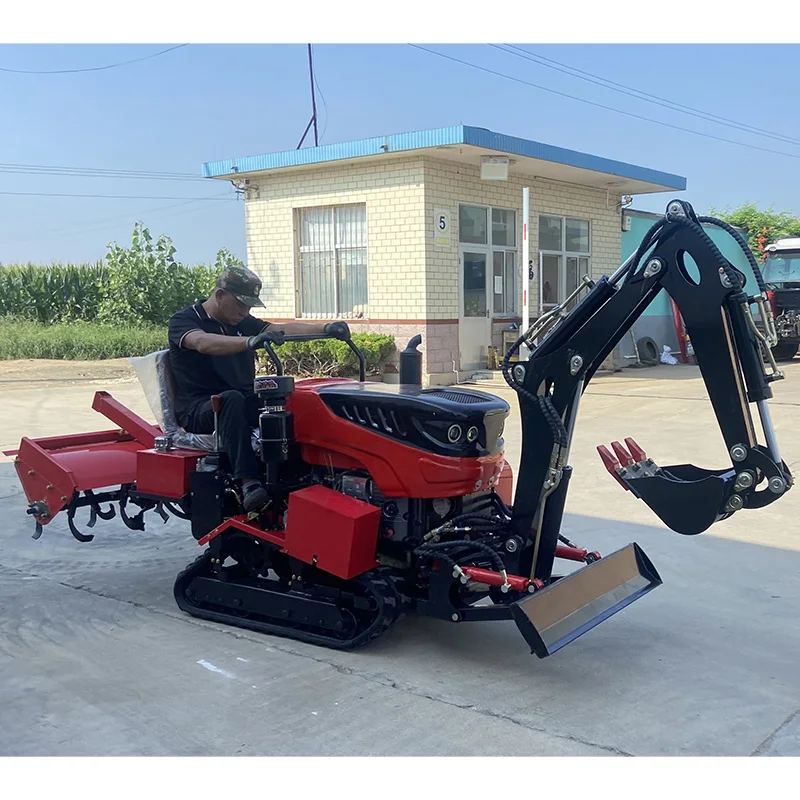 Factory Supply Mini Crawler Ride-on Rotary Tiller Excavator Cultivator with Core Components Engine for Tractor Machinery