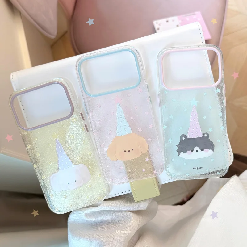 Kawaii Cute Star Animal Print Clear Soft TPU Shockproof Anti-drop Portable Protective Cover Case for iPhone 17 Pro Max