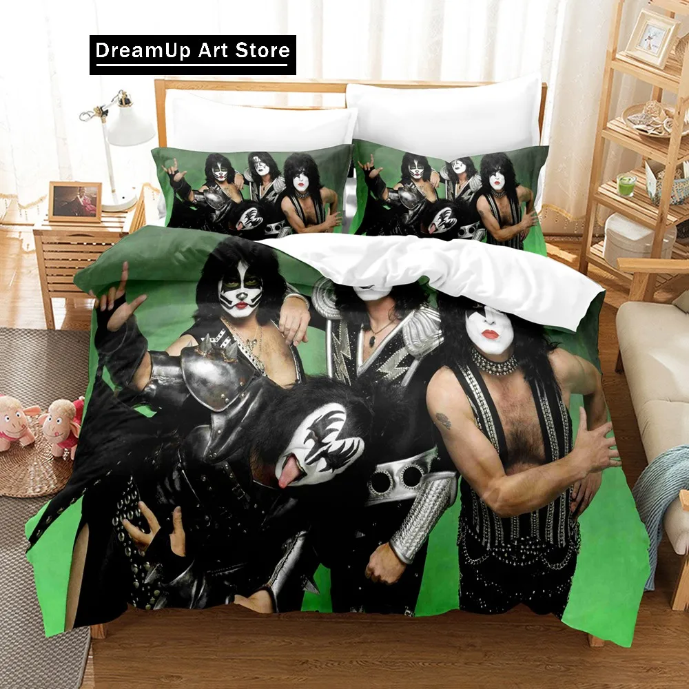 Kiss band conjunto de cama único rock band roupa cama dupla rainha rei tamanho para meninos adultos macio casa têxtil moda decoração casa