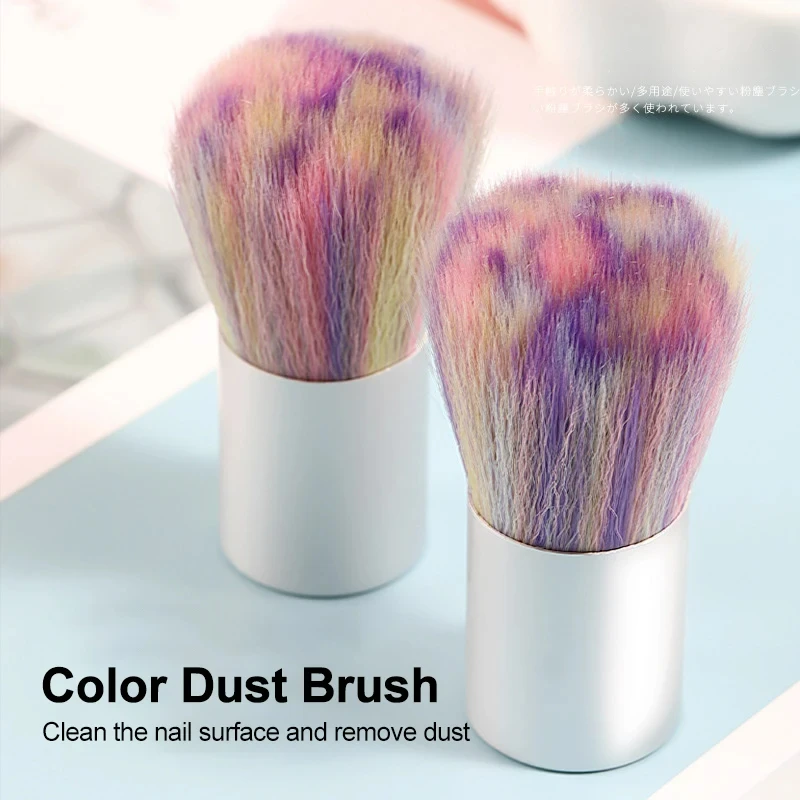 Brosse de nettoyage des ongles, brosse colorée avec strass, manche en métal, brosse de nettoyage douce pour poudre de poussière, outil de manucure et de pédicure