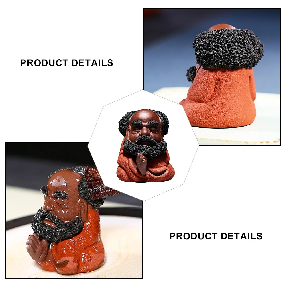 

1Pcs Bodhidharma Purple Clay Tea Ceremony Desktop Decor Creative Ceramic Alternative Craft Decorative Indoor Ornament