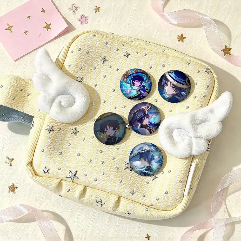 W-Wanderer Genshin Impact Game  25mm 32mm 44mm 58mm 75mm Brooches Badges Pins for Accessories Gift