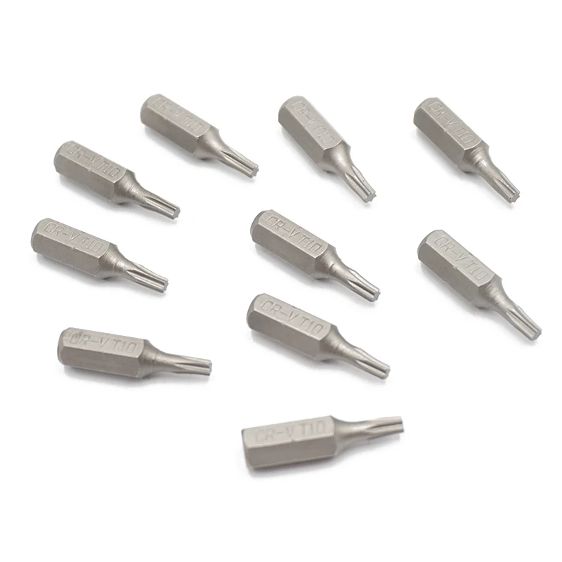 10pcs 25mm 1/4" Torx T10 Screwdriver Bit Set Repair Tools ScrewdriversKit Hex Shank Drill Bit For Power Household Hand Tools