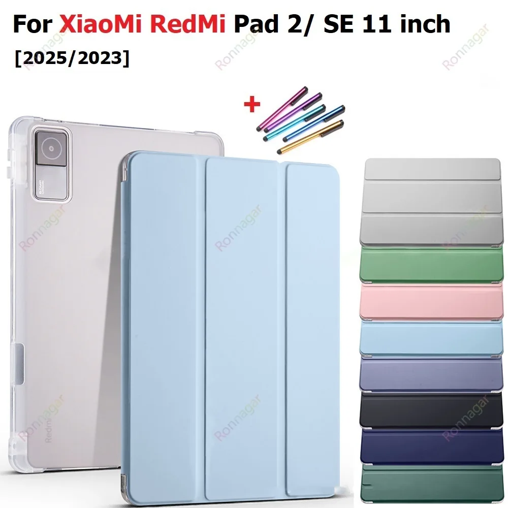 For Xiaomi Redmi Pad 2 Case 11 inch 2025 TPU Soft Funda For Xiaomi Redmi Pad SE 11'' 2023 with Pencil Holder Auto Sleep/Wake up
