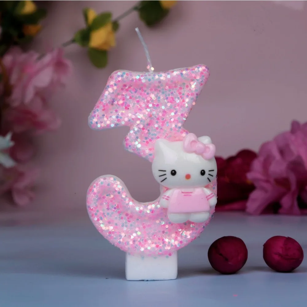 Hello Kitty Digit Candles Birthday Cake Plugin Celebration Party Supplies Cake Decorative Paraffin Figure Candle Children\'s Gift