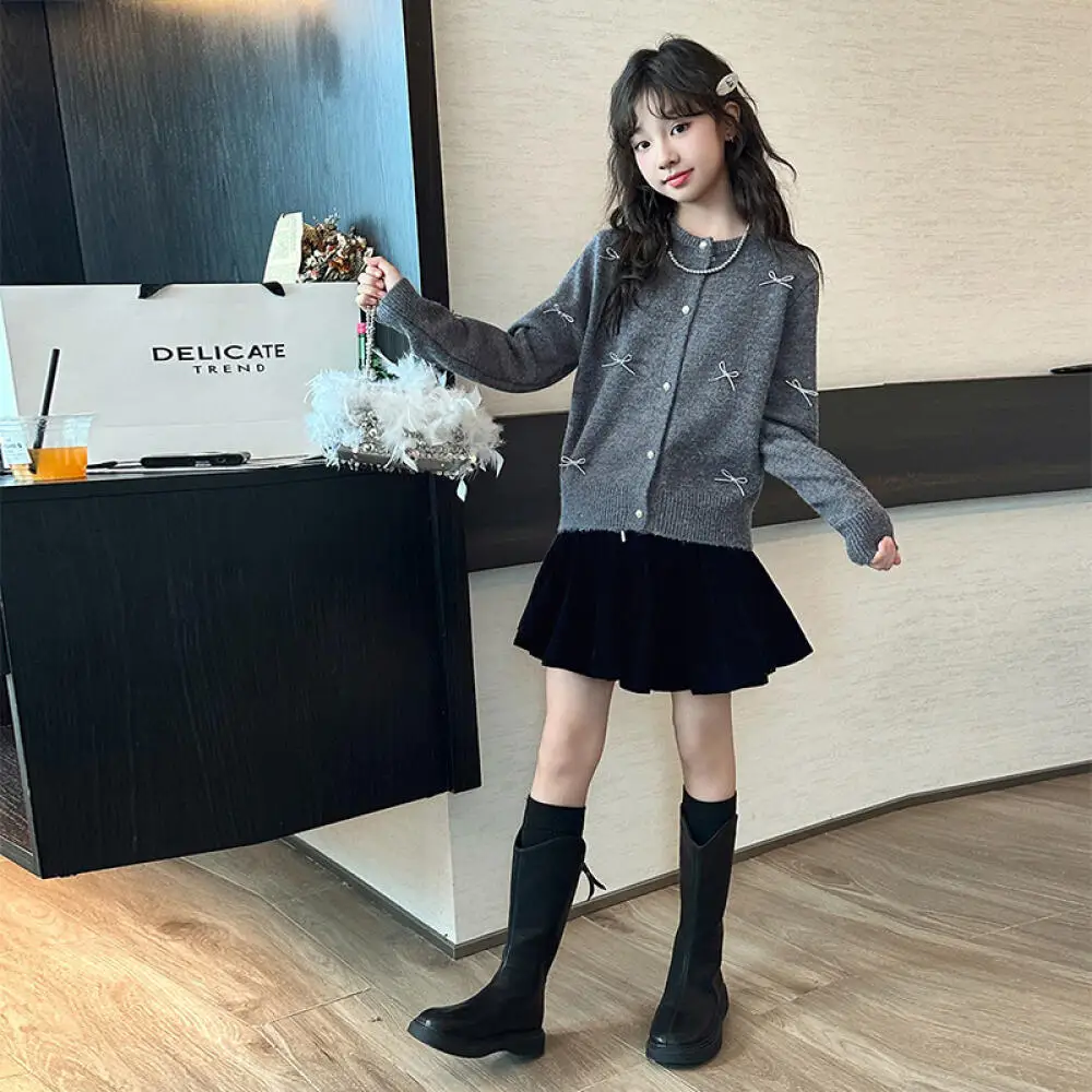 

Kawaii модный кардиган с длинными рукавами для девочек, свитер, студенческий осенний повседневный трикотаж с круглым вырезом и героями мультфильмов, пальто, топы, детская одежда