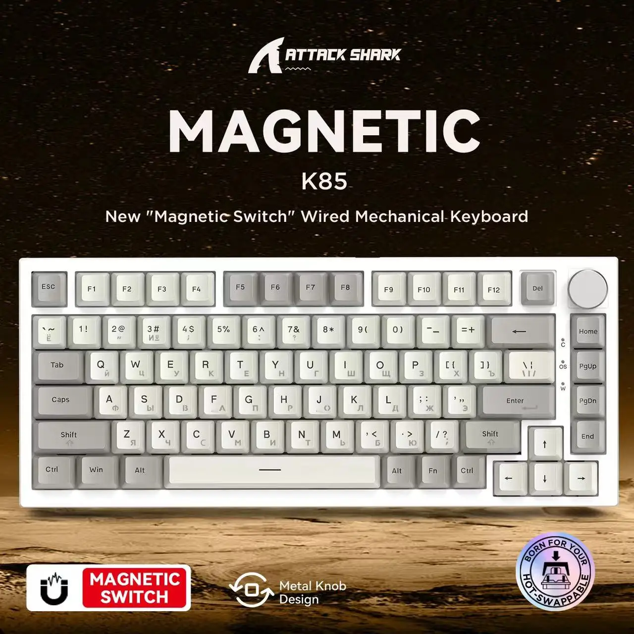 K85 Keyboard Wired Mechanical Gamer Gaming Russian RT Mode RGB Magnetic Shaft Adjustable Keystroke PBT Keycaps Hot Swap Type-C