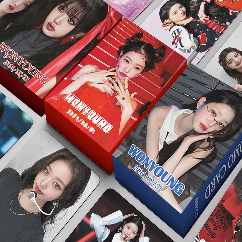 55 قطعة/المجموعة/مجموعة ألبوم بطاقات Jang WonYoung بطاقة ليزر LOMO بطاقة بريدية بطاقات صور بطاقة تجميع المشجعين