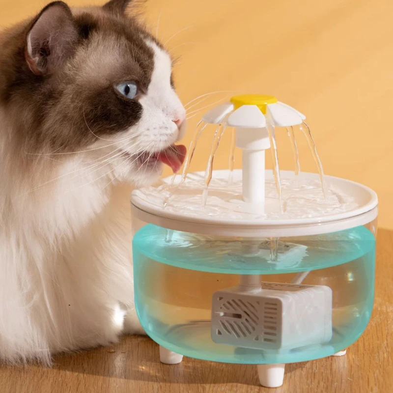 

Automatic Circulating Pet Water Fountain Cat Mute Water Dispenser Dog Transparent Petal Water Filter Off Power Outage