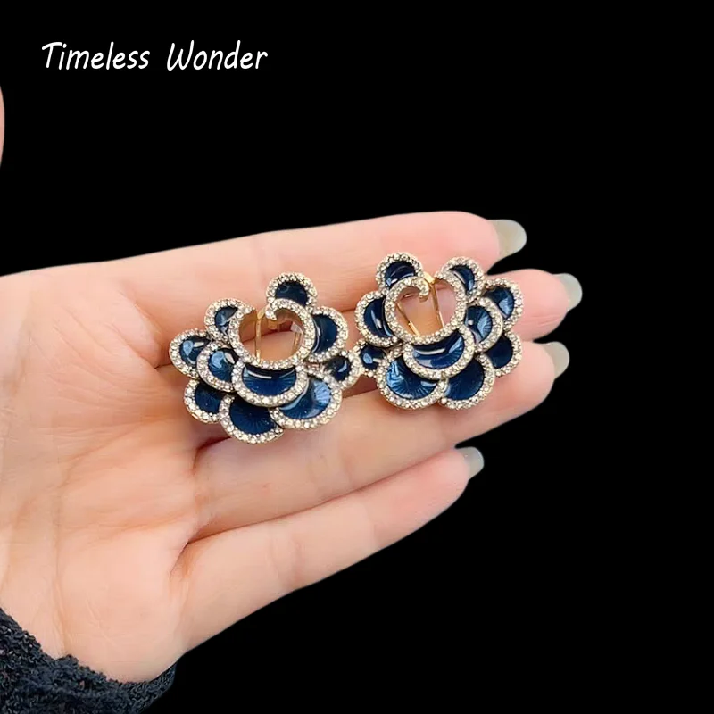 

Timeless Wonder Fancy Enamel Zircon Floral Button Earrings for Women Designer Jewelry Punk Sweet Gift Rare Top Neat 3343