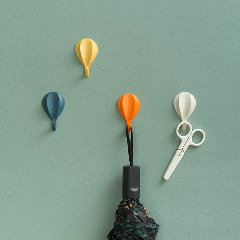 8pcs Hot Air Balloon Wall Hooks Clothes Towel Mask Hanger Self-adhesive Bathroom Kitchen Hook Keys Organizer Holder Home Decor