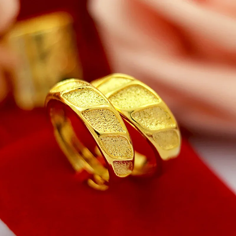 

9999 Real Gold 24K Couple Men's and Women's Ring Gold Opening Glossy Frosted Ring Gold