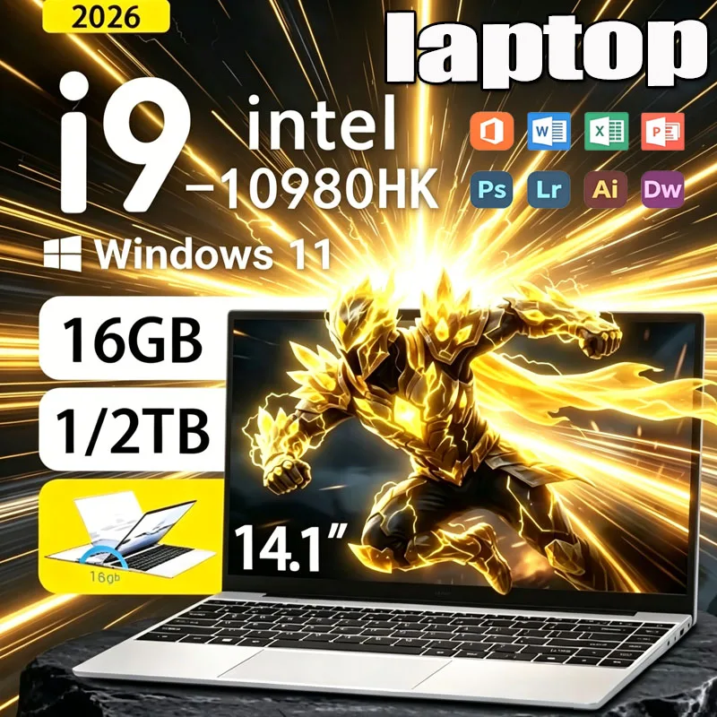 Ноутбук 2026 года, 14.1 дюйма, Intel Core i9-10980HK, Windows 11 Pro, 16 ГБ/32 ГБ DDR4, 1 ТБ SSD, портативный игровой ПК