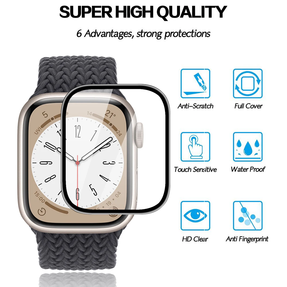 애플 워치용 보호대 필름, 3D 곡선 화면 보호기, iwatch 시리즈 9, 8, 7, SE, 6, 5, 4, 울트라 49mm, 44mm, 45mm, 40mm, 41mm, 42mm, 38mm