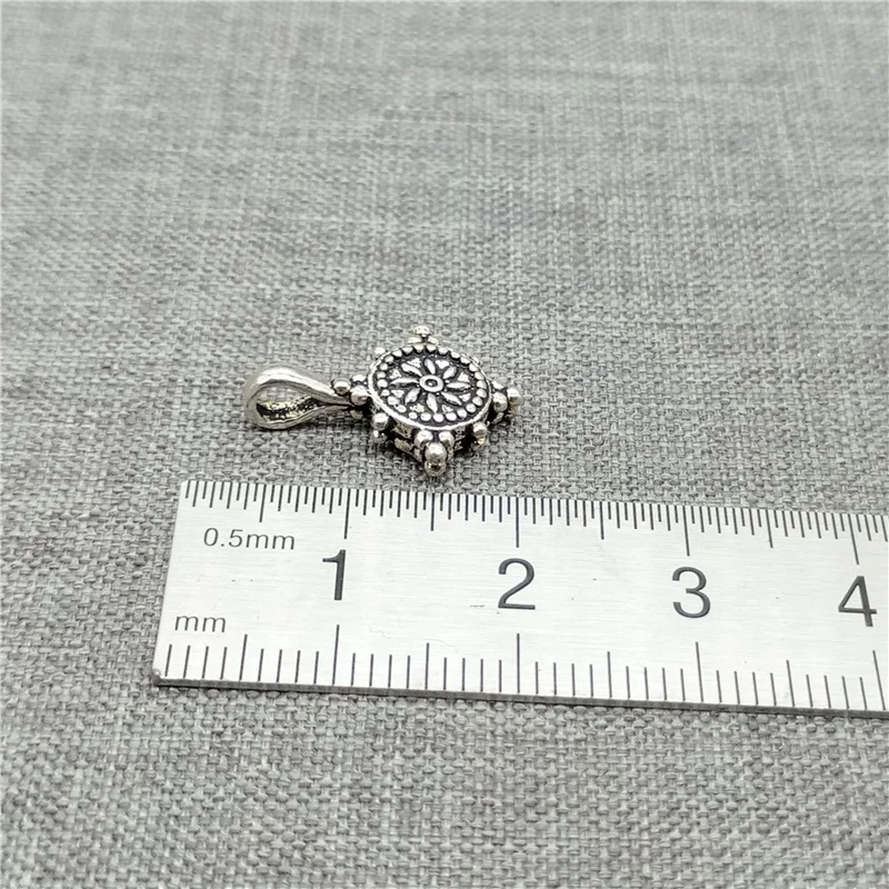 2 Pieces Mala Bum Counter Charms in 925 Sterling Silver for Prayer Bracelet Making