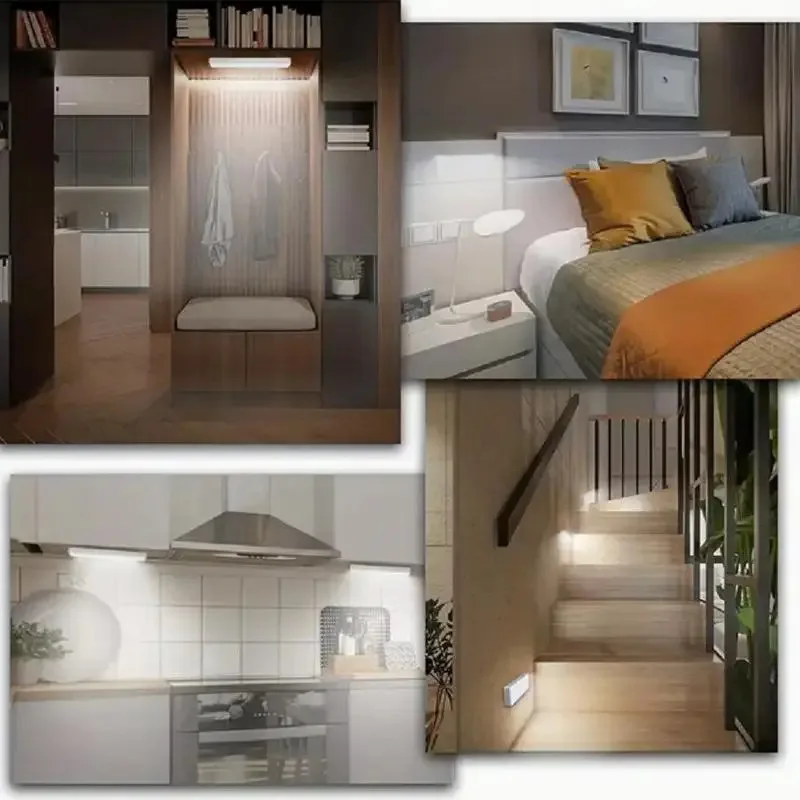 2PCS Wireless Motion-Sensor LED-Lichtleiste, wiederaufladbares magnetisches Nachtlicht für Flur, Küche, Schrank, Treppe, Flur, Kleiderschrank