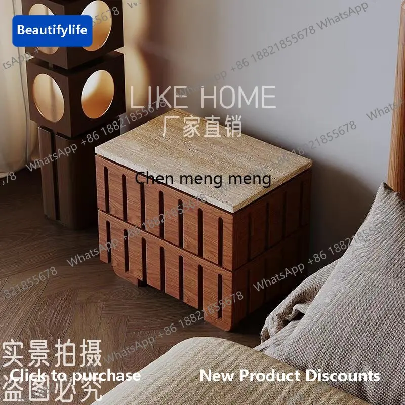 

Прикроватная тумбочка A56 в средневековом скандинавском стиле, из дерева, квадратная, легкая роскошь, простой дизайнерский стиль, с местом для хранения, с узкими краями