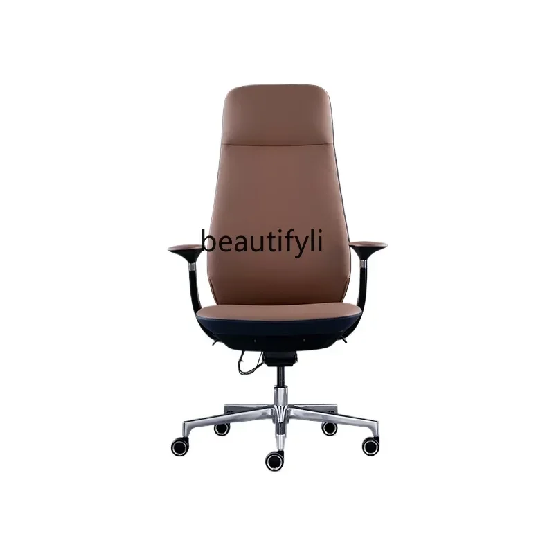 

AItalian light luxury leather boss office comfortable computer chair high-end president swivel chair reclining study chair