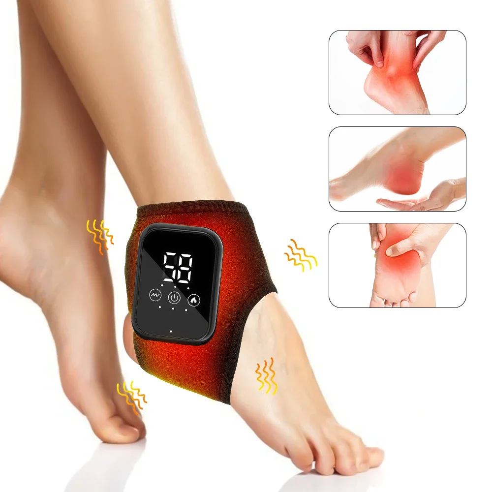 

Electric Ankle Massager Heating Pad 3 Gear heat 3 Foot Massage Levels Rechargeable Hot Compress Wrap Timer Foot Ankle Relaxation