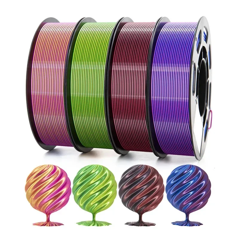 200g/spool quality PLA silk dual Colour suitable for bamboo printers 1.75mm best price multiple options no string high toughness