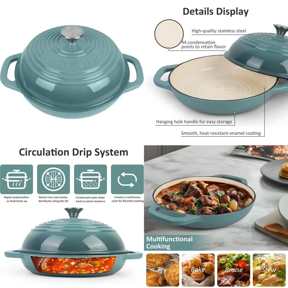 

Enameled Cast Iron Dutch Oven, Non-Stick 2-Quart Oval, Ideal for Sourdough, Loaf Baking, Perfect for Bread Enthusiasts