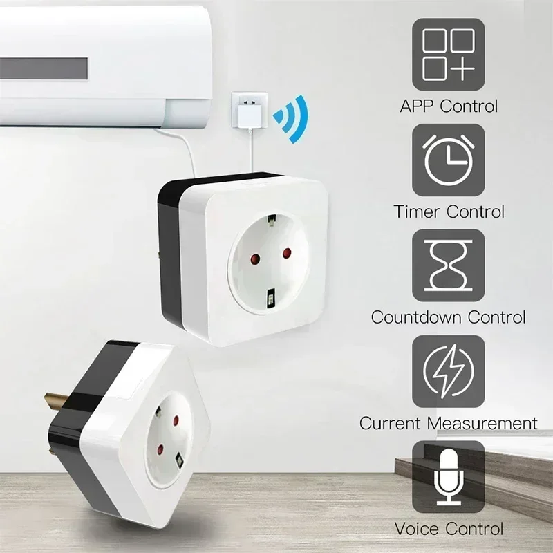 16A WiFi Air Conditioner Wall Plug Socket Outlet Companion IR Remote Controller Smart Life Tuya Work with Alexa Google UK US DE