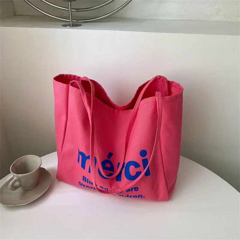 

Women's New Lazy Style Canvas Bag Summer One Shoulder Large Capacity Canvas Bag Student One Shoulder Fashionable Large Bag