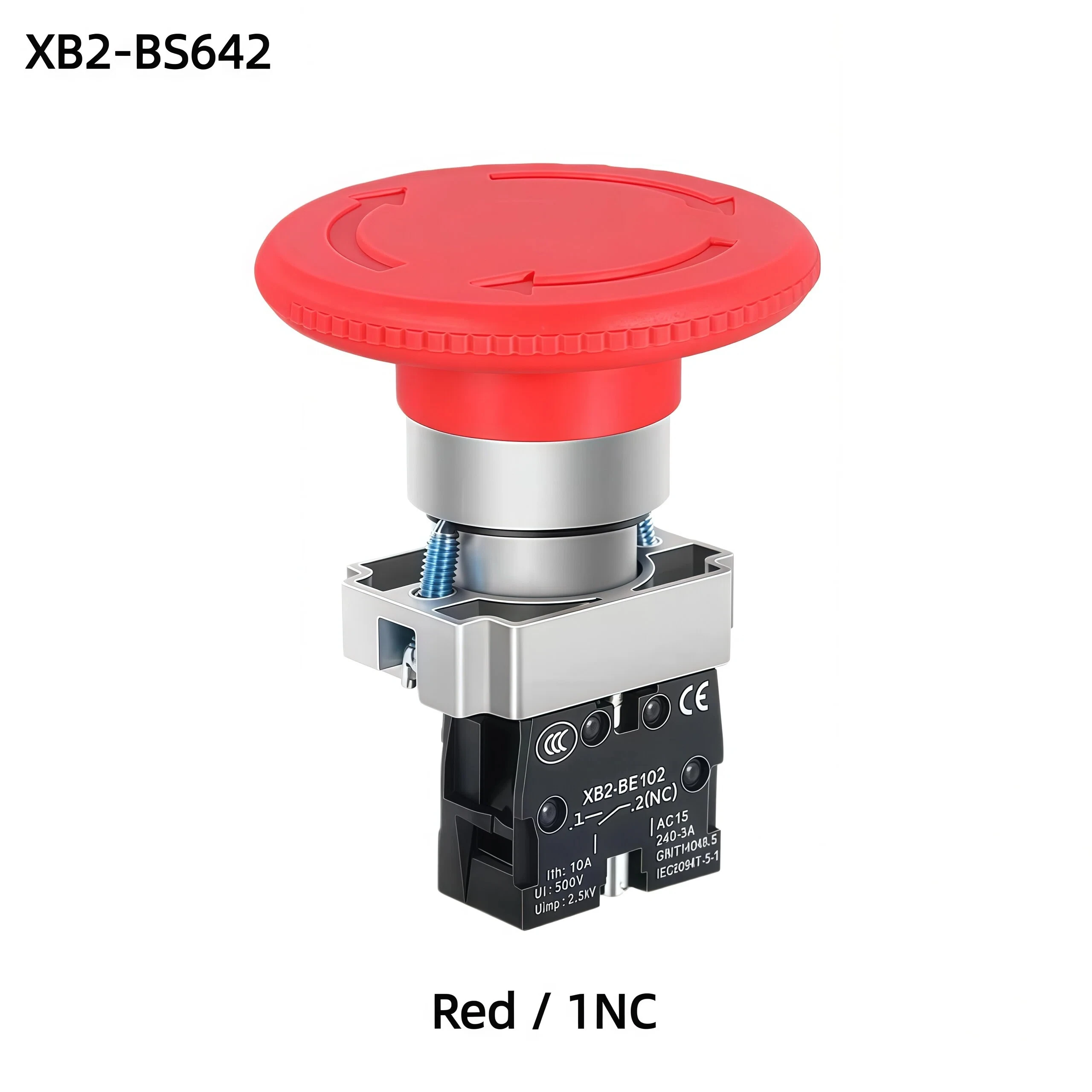 22mm Emergency Stop Red Mushroom Button Switch XB2-BS642 BS541 BS545 BS542 Self-locking / Latching Copper Contact / Silver Conta