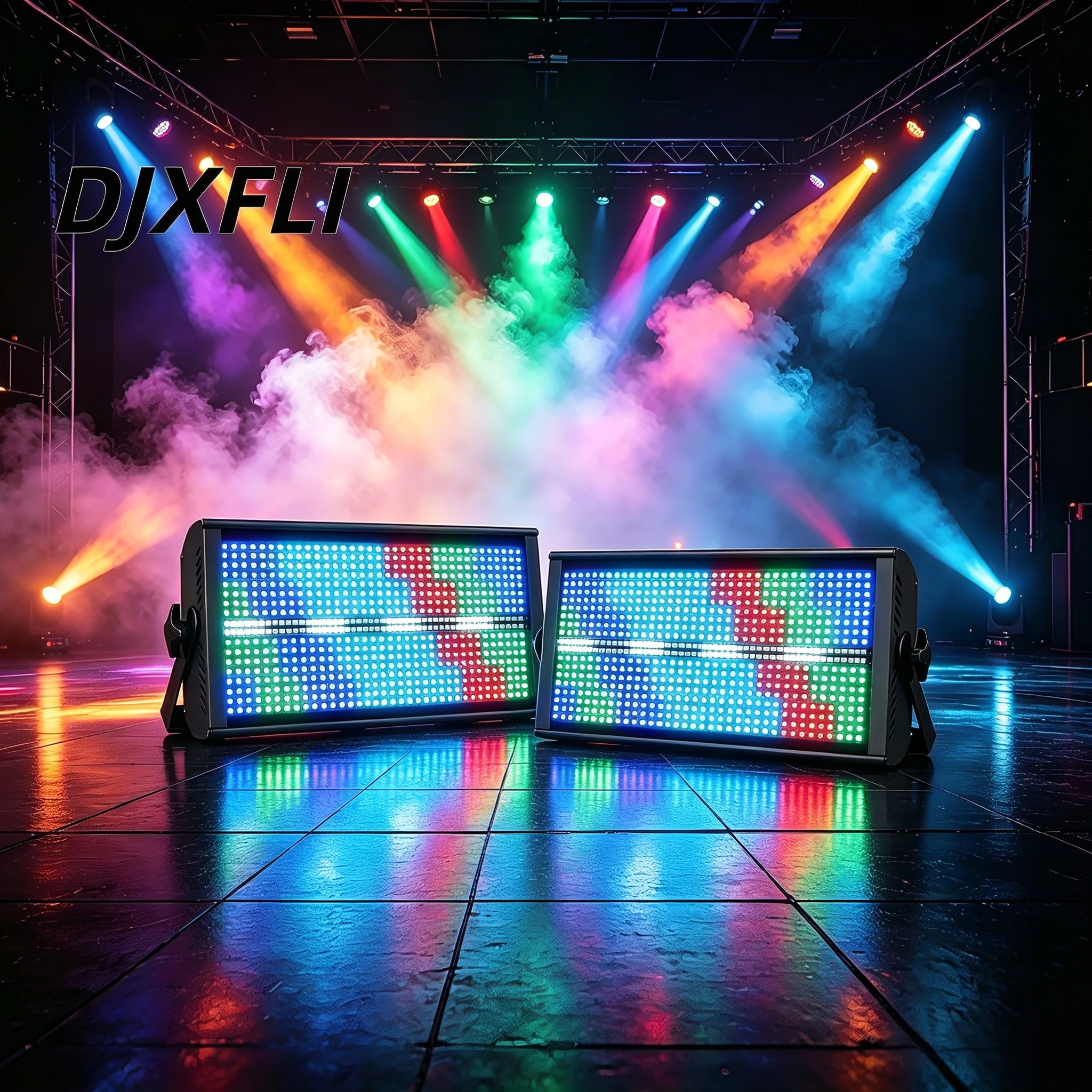 

2PCS 250W RGBW LED 4in1 48 Partition Strobe Stage Light DMX512 Super Bright Wash Effect for KTV DJ Events Performances Lighting