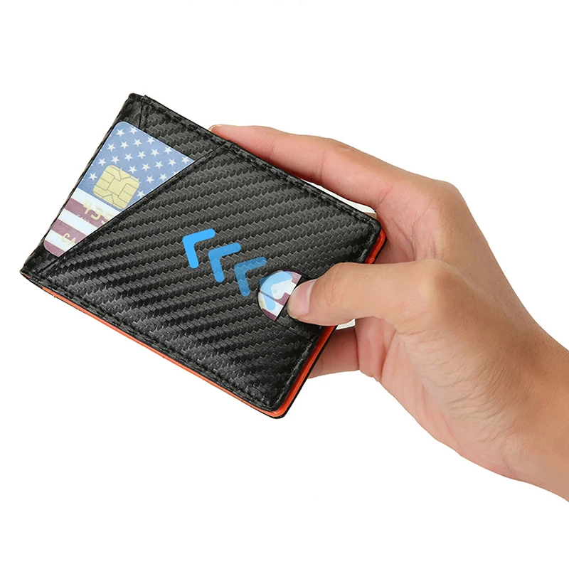 

Men's Wallet Carbon Fiber Solid Package Small Purse Bank ID Name Slots Clips Pack Wallets PU Leather Business Case Bag Wholesale