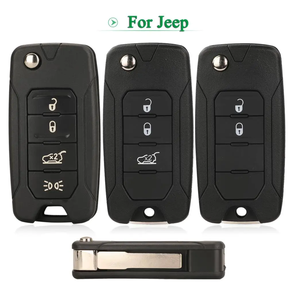 jingyuqin 2/3/4 Buttons For Jeep Renegade 2015 2016 2017 2018 Folding Car Remote Key Case Shell Replacement SIP22 Blade Fob