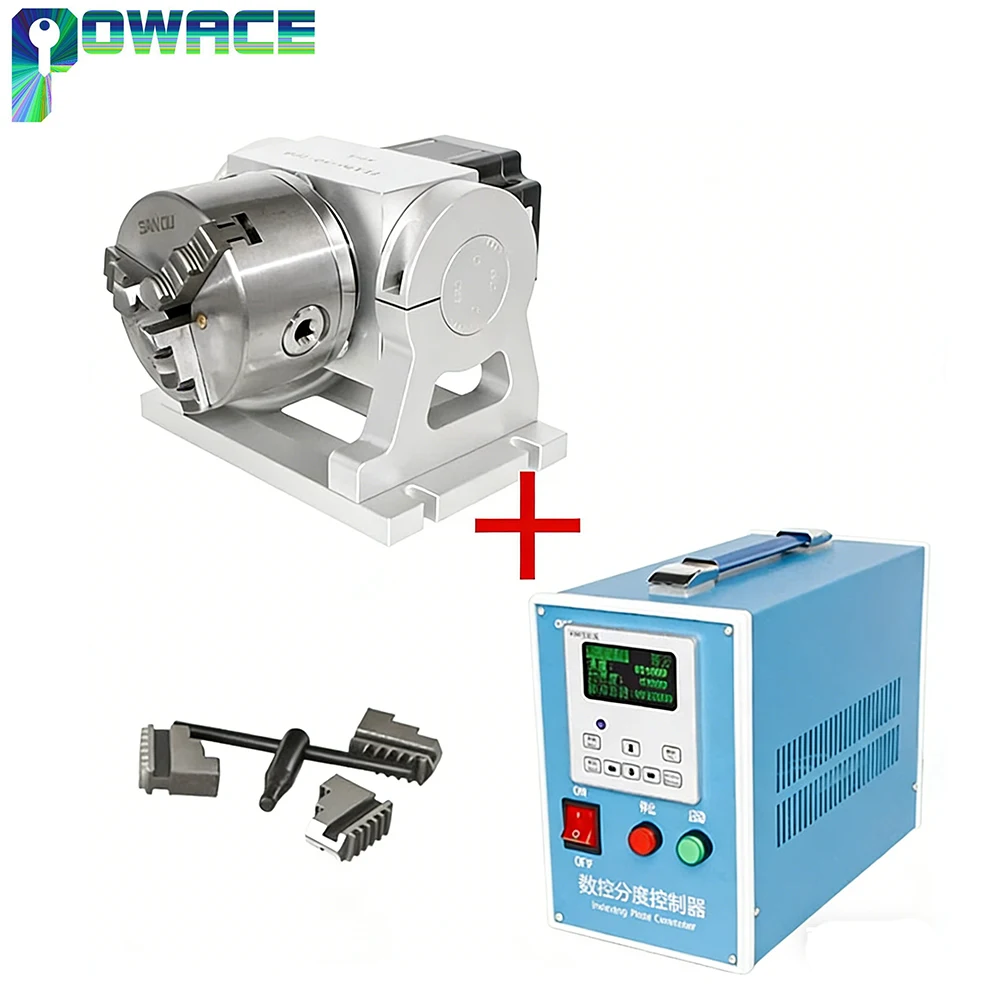 Harmonic gearbox CNC 4th Fouth Axis Dividing head A axis Rotary axis For Metal With 3 4 Jaws 100mm Chuck + Comtroller