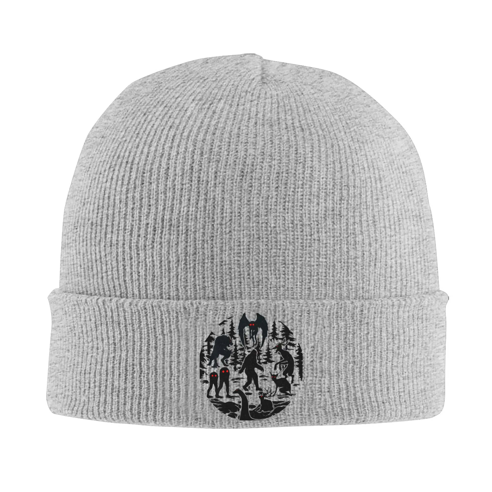 Bigfoot Loch Ness Monster Mothman Knitted Hat for Women Men Beanie Winter Hats Acrylic Cryptids Crochet Cap ,