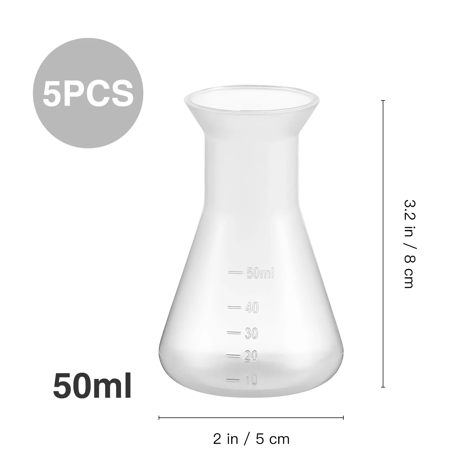 5 Pcs Plastic Erlenmeyer Flask Measuring Cone Bottles for Laboratory Conical Pp