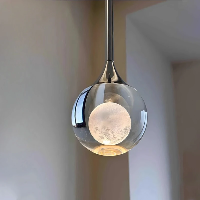 

Modern Bedroom Bedside Pendant Lamps Creative Art Decor Clear Crystal Hanging Line Light Entrance Foyer LED Lighting Luminaires
