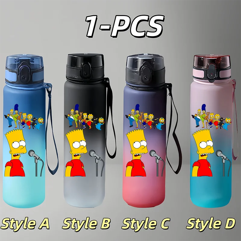 Brandneue 650ml The Simpsons Wasserflasche, auslaufsicher & tragbar, Cartoon-Trinkbecher, ideal für Kinder für Schule, Reisen und Urlaubsgeschenke.