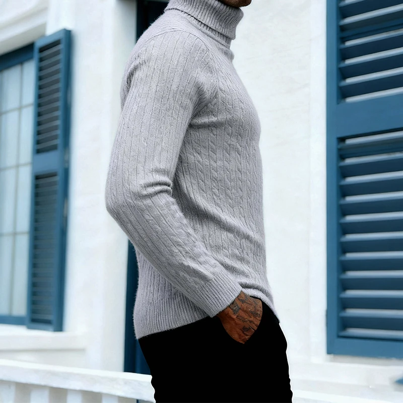 قاع البلوزات ضئيلة رجالي خريف شتاء عادية بلون طويلة الأكمام الياقة المدورة سترة دافئة سميكة الحياكة الرجال البلوز القمم #6