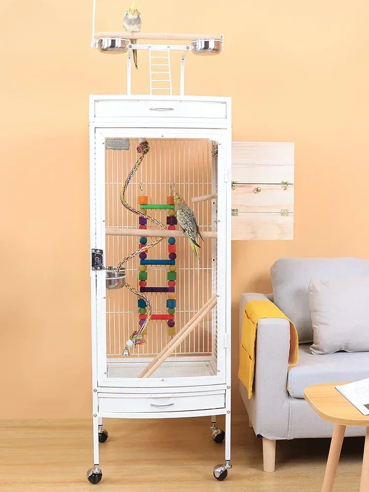 

Прозрачная акриловая брызгозащищенная большая клетка для попугая, клетка для птиц, роскошная вилла, негабаритная черная клетка для разведения Феникса