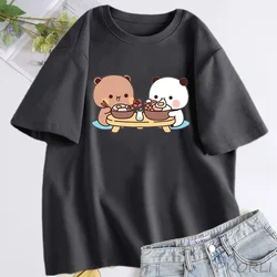 Bubu and Dudu Tshirt Lovely Couple Cute Bear T Shirt Cotton O Neck Summer Short Sleeve Tee Shirt Woemns Clothing Harajuku Kawaii