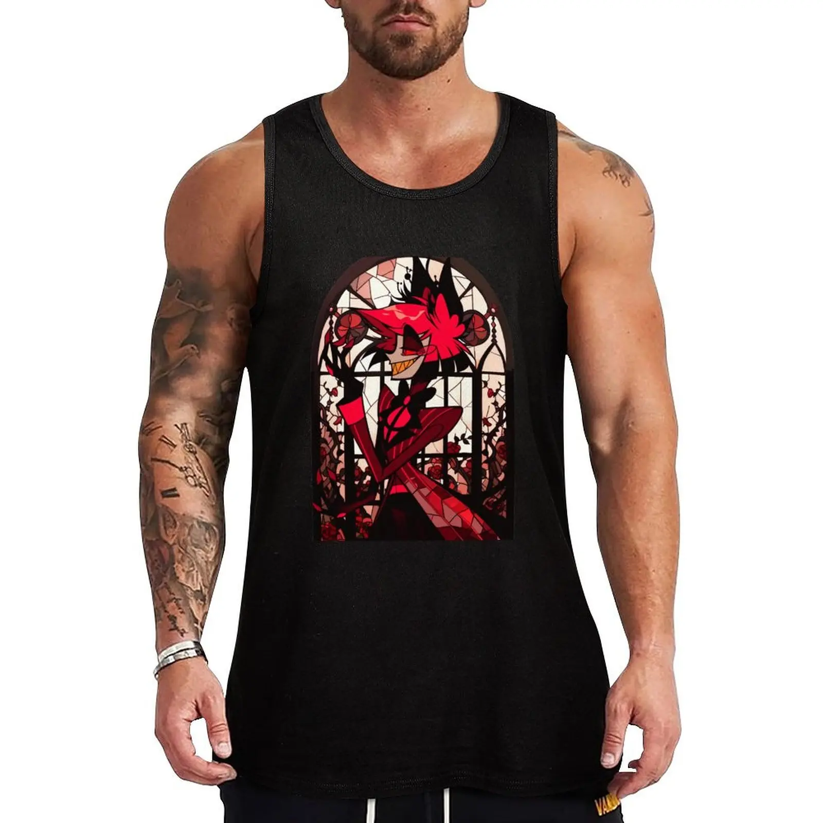 Stained Glass Alastor Tank Top T-shirt Men's gym T-shirt male Men's sports t-shirt