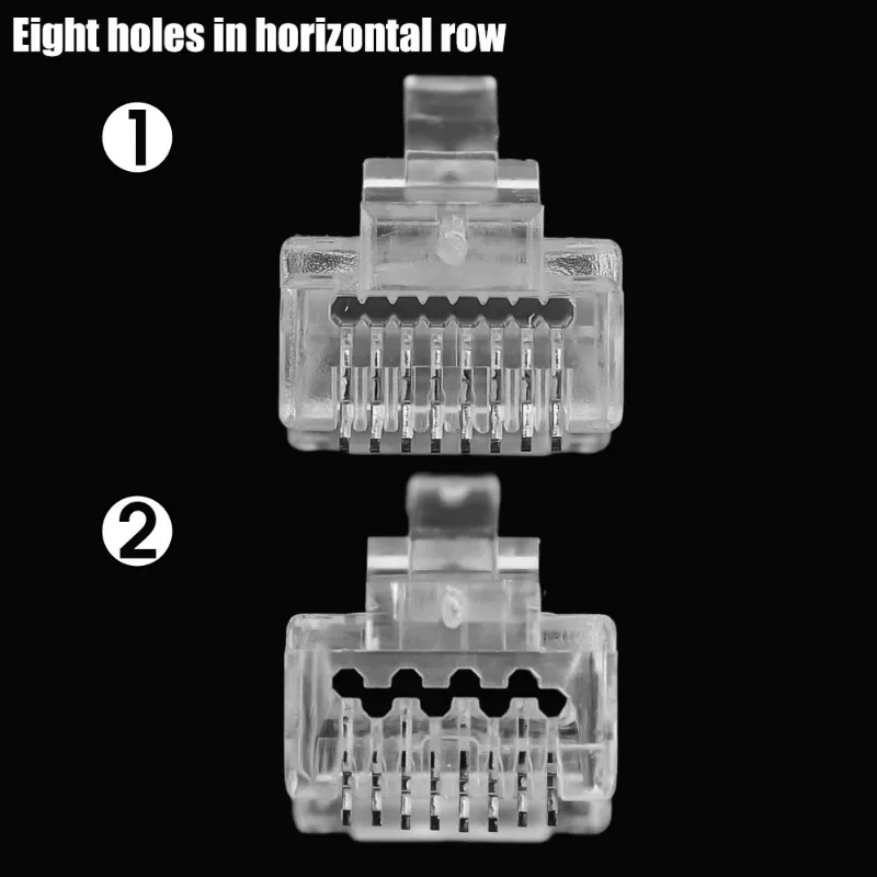 RJ45 Connector Cat6/ Cat5e RJ45 Pass Through Ethernet Cable Connector UTP Network Plug for Solid Wire or Stranded Ethernet Cable