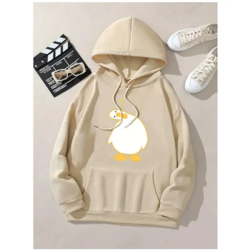 Cute Crooked Duck Printed Hoodie Hoodie Women's Autumn Winter Top Round Neck Long Sleeve Female Fashion Causal Clothing