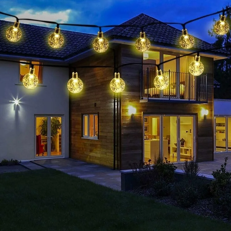 

8 Modes Waterproof Solar Powered Patio LightSolar String Lights Outdoor 50 Led Crystal Globe Lights for Garden Party Decor