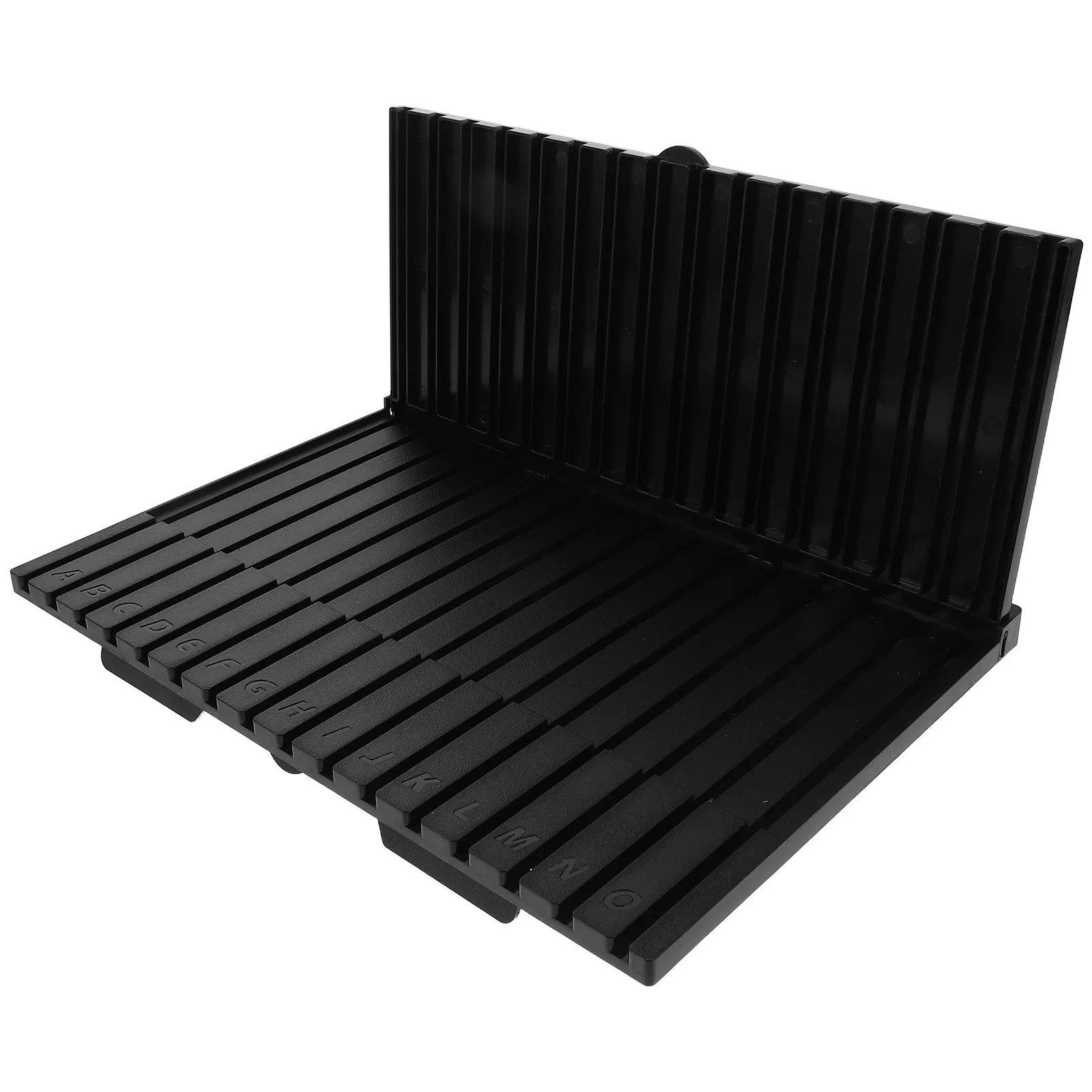 

Black Piece Rack Organizer with Letter Grouping for Easy Classification Compact Desktop Storage Display Stand for Parts