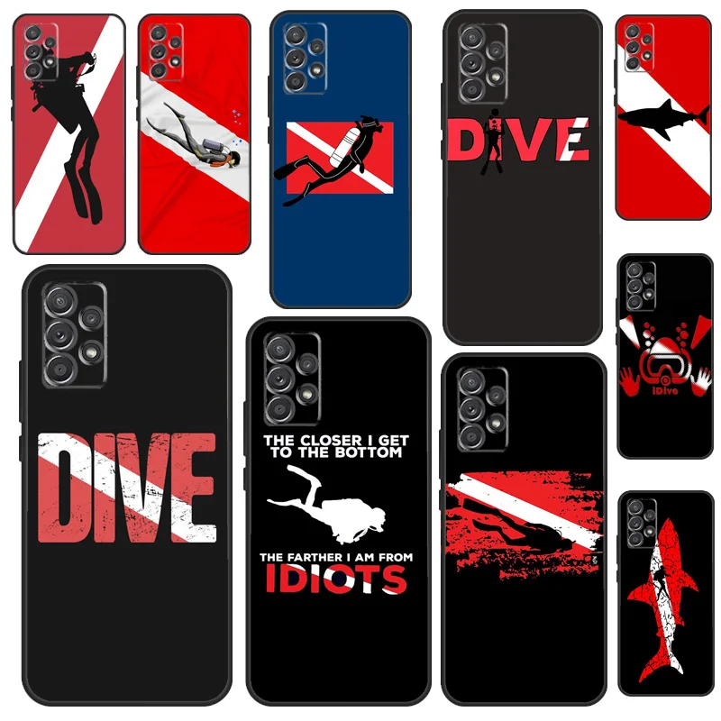 Dive Scuba Diver Shark Diving Case For Samsung A52 A51 A50 A72 A71 A70 A41 A32 A31 A11 A21S A12 A10 A20 A02S Soft Cover