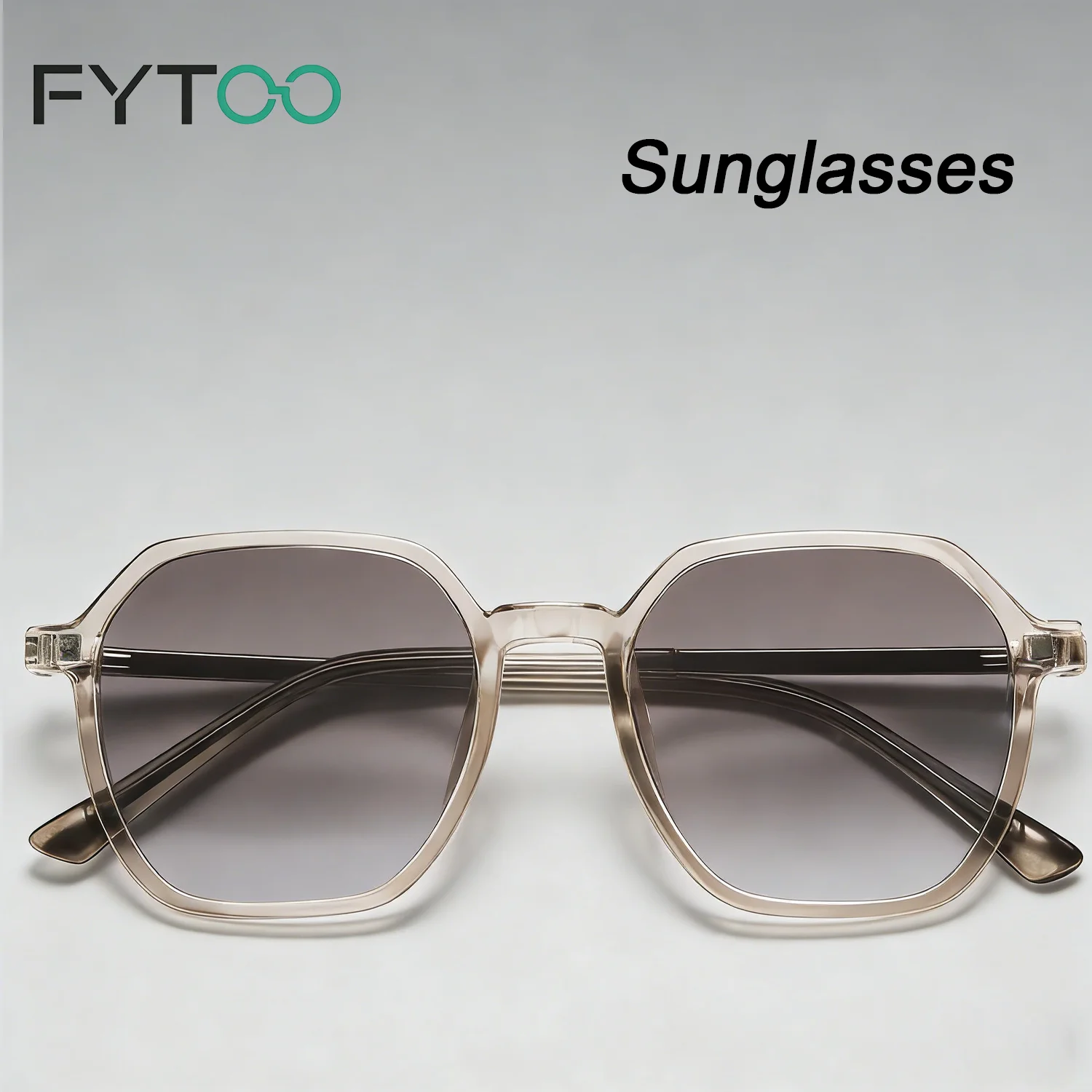 

FYTOO 2-in-1 Clip On Sunglasses, TR90 Geometric Square Frame, Polarized UV400 Sun Glasses for Women Men 1257-26