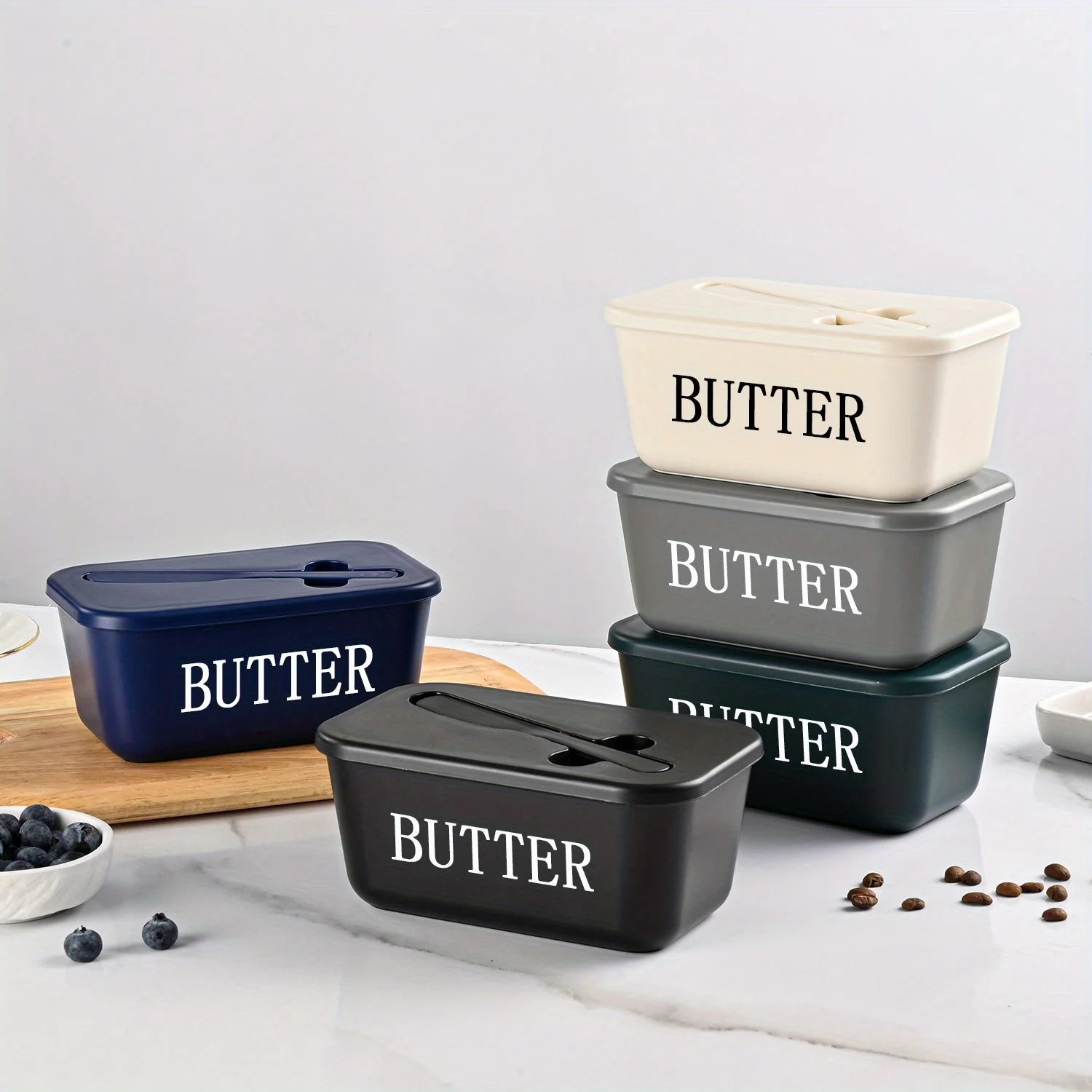 

Butter Container Box with Knife Simple Restaurant Sealed Storage Box Cheese Box with Knife Butter Slicer Butter Dish Tableware