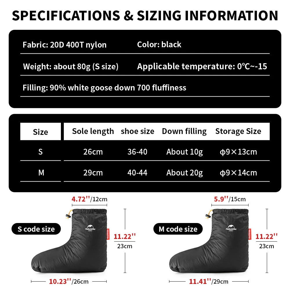 Naturehike Goose Down Socks Water-resistant Windproof Outdoor Thermal Feet Cover Winter Warm Goose Down Boots Unisex Lightweight image 5